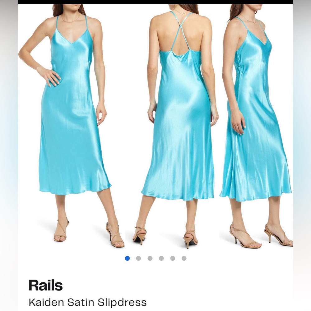 Rails Kaiden Satin Slipdress in Aqua Blue